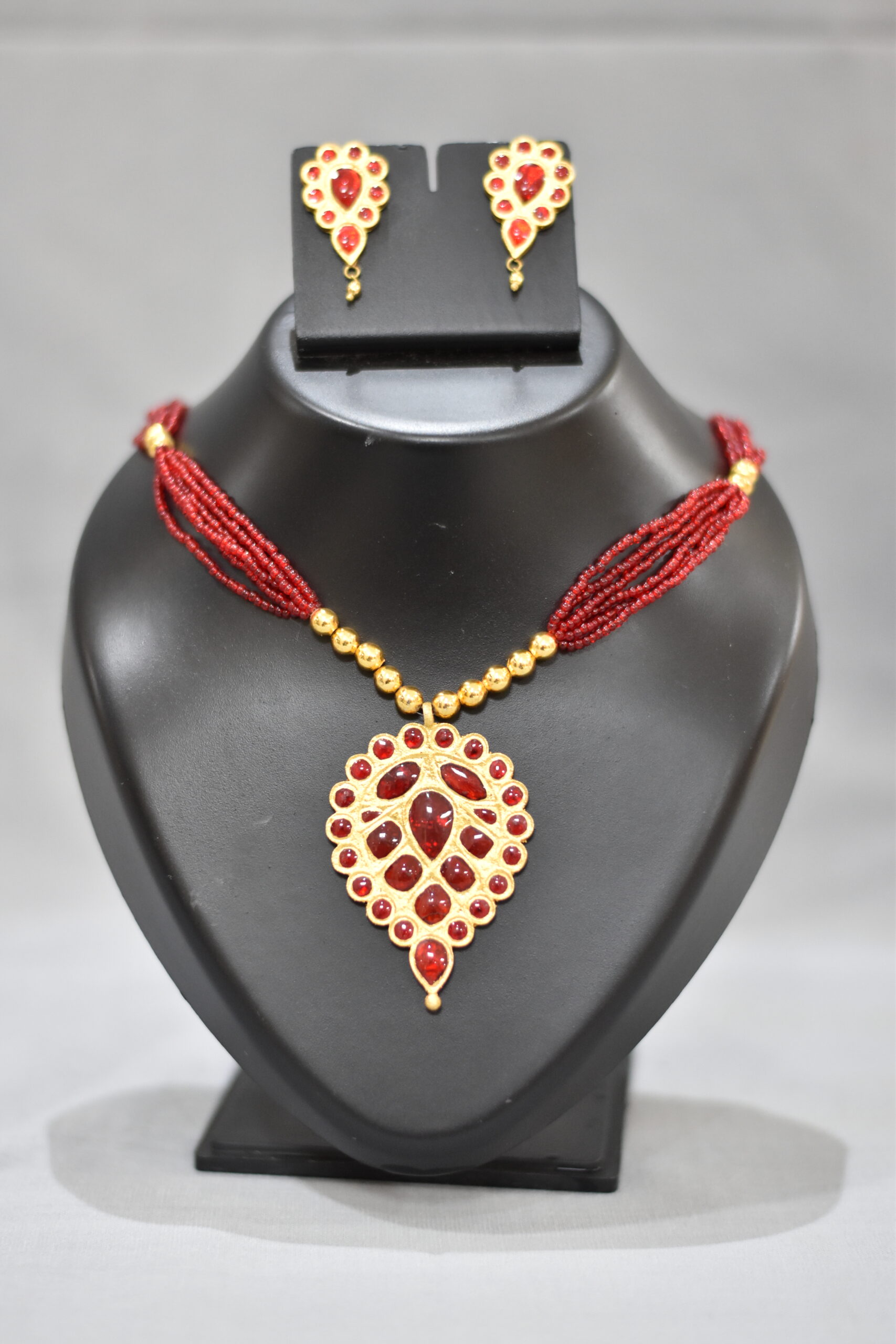 Assamese traditional jwellery Assamese gohona set Necklace set with Earrings  3 pics set Very long large Size pandant